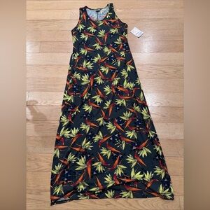 NWT LuLaRoe Dani Green Floral Abstract Maxi Tank Dress 2XL C40